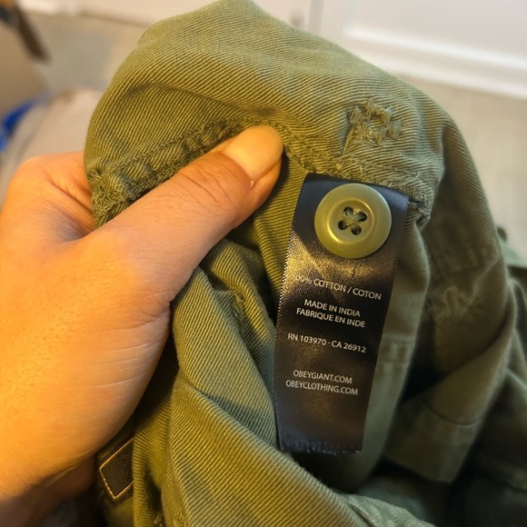 Obey Olive Green Embroidered Utility Romper - Picture 3 of 5